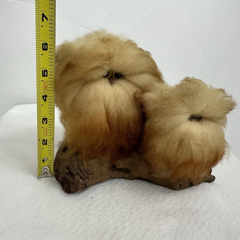 Vintage The Wooly Critters Co Wool Owls Figurine San Dimas‎ California Driftwood